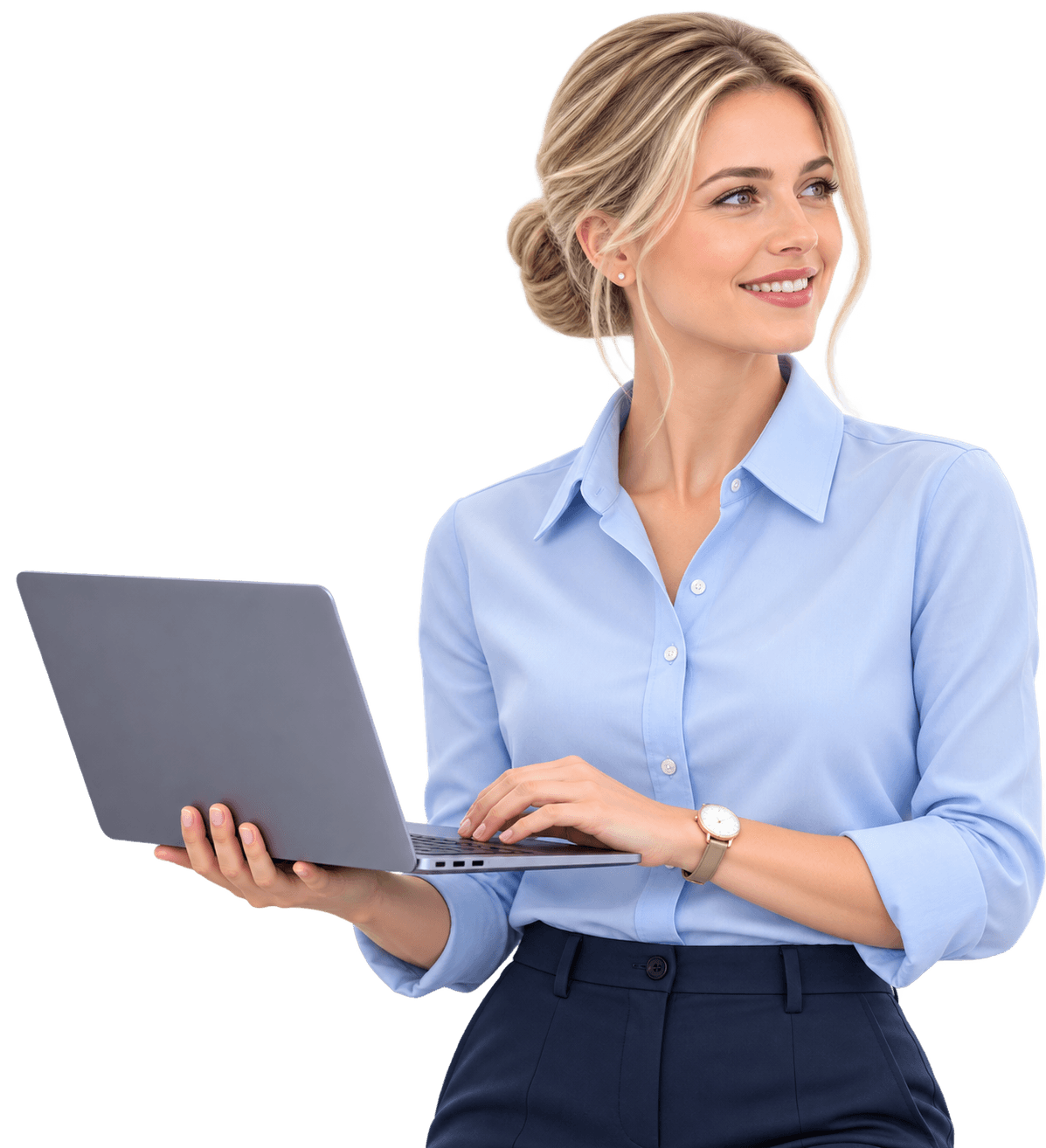 A GeniusX consultant working in Business Central on a laptop
